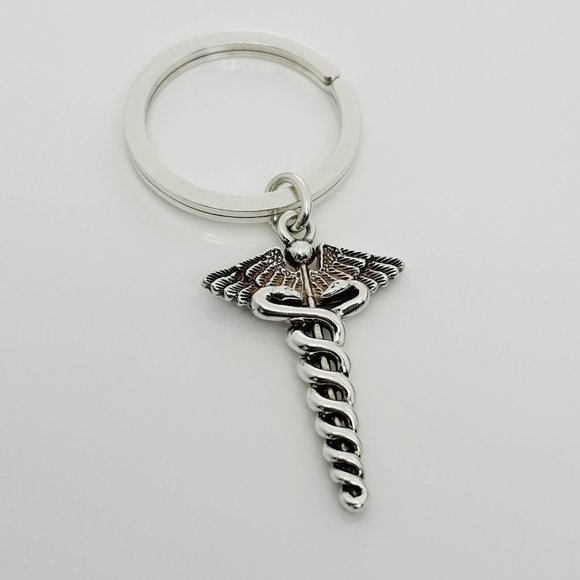 Tiffany & Co Vintage Doctor's Caduceus Key Ring Chain in Sterling Silver - Picture 4 of 8